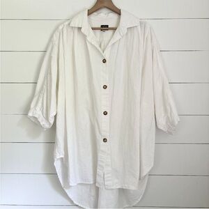 Esby White Linen/Cotton Blend Chelle Top